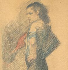 Red Scarf - Oscar Tusquets Blanca