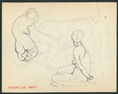 Desnudo arrodillado y sentado - Oscar Tusquets Blanca