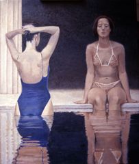 Madre e hija en la piscina - Oscar Tusquets Blanca